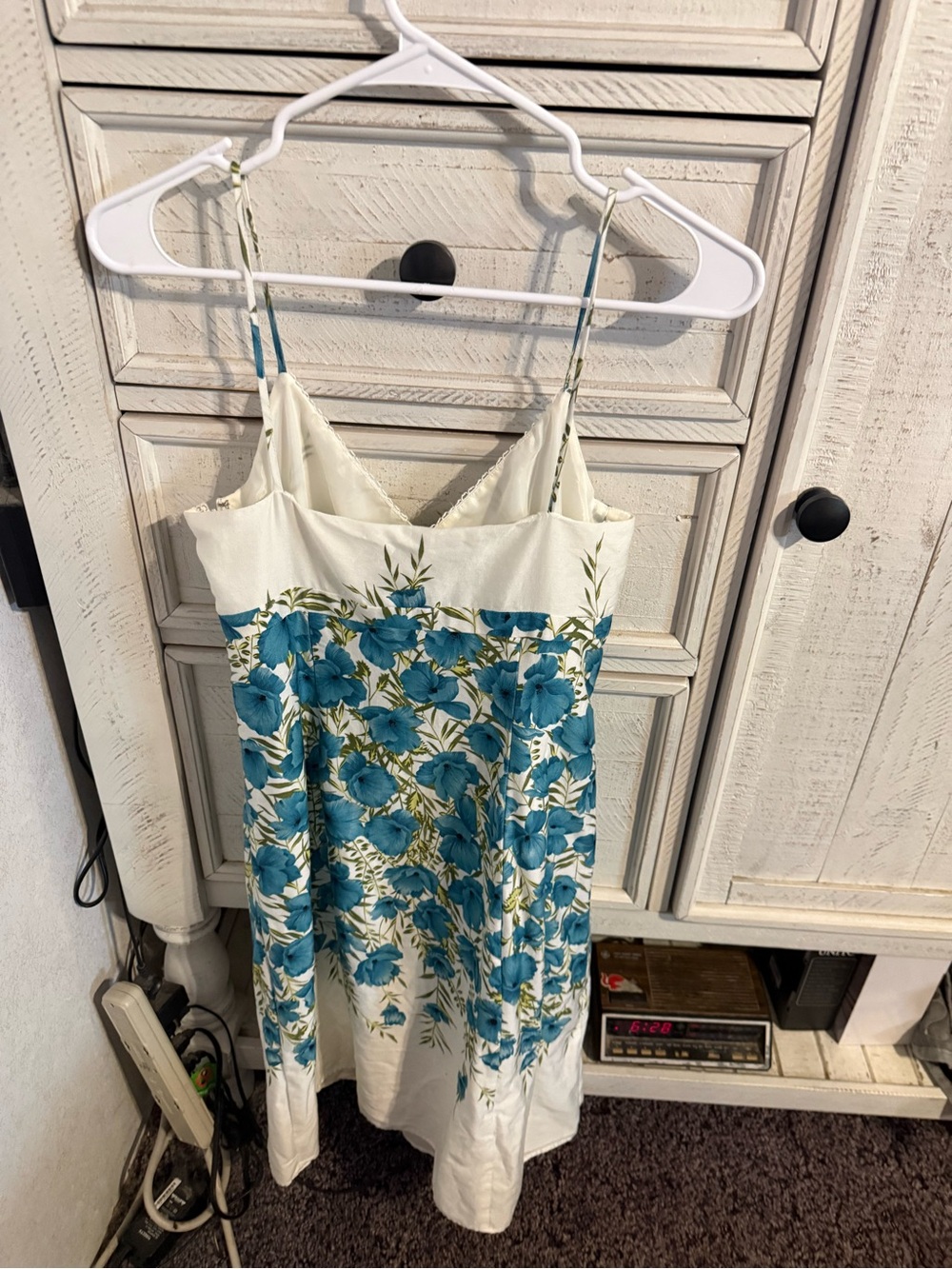 Ann Taylor Cream Slip Dress with Blue Floral Print